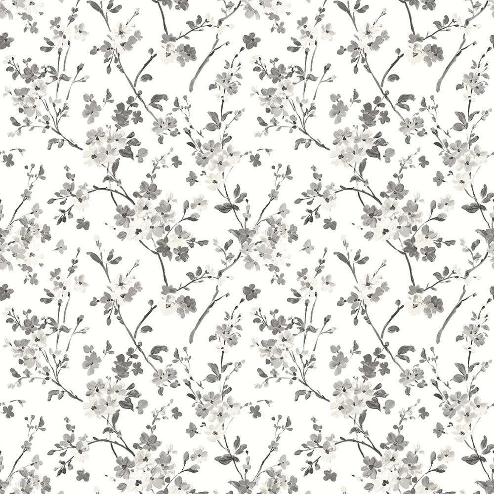 Wallpaper Glinda Black Floral Trail Farmhouse